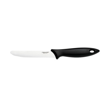 Кухонний ніж для томатів Fiskars Essential, 11.5см, нержавіюча сталь, пластик, чорний (1023779)