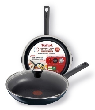 Сковорода Tefal Family Day, 28см, алюміній, бакеліт, скло, чорний (B5660653UA)
