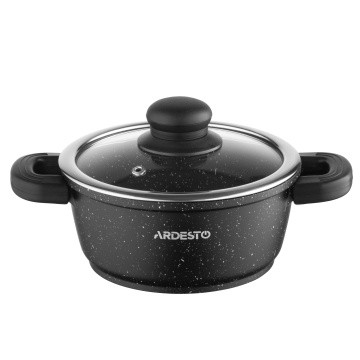 Каструля зі скляною кришкою ARDESTO Gemini Anzio, 1.2л, алюміній, чорний (AR2412GE)
