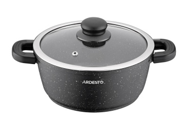 Каструля зі скляною кришкою ARDESTO Gemini Anzio, 2.5л, алюміній, чорний (AR2420GE)