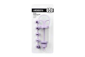 Шприц кондитерський з насадками ARDESTO Tasty baking, 19x6.5x4.5см, пластик, ліловий (AR2306LP)