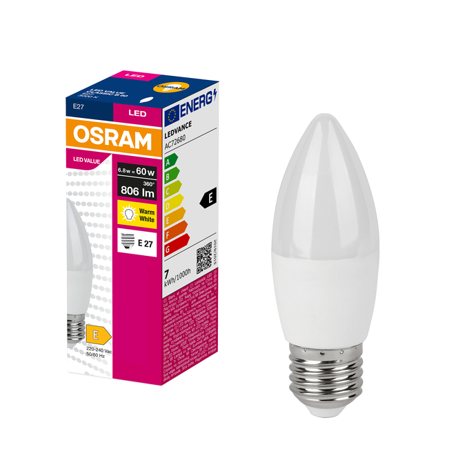 Лампа OSRAM LED VALUE CLASSIC B E27 6.8Вт 3000K 806Лм (4099854545269)