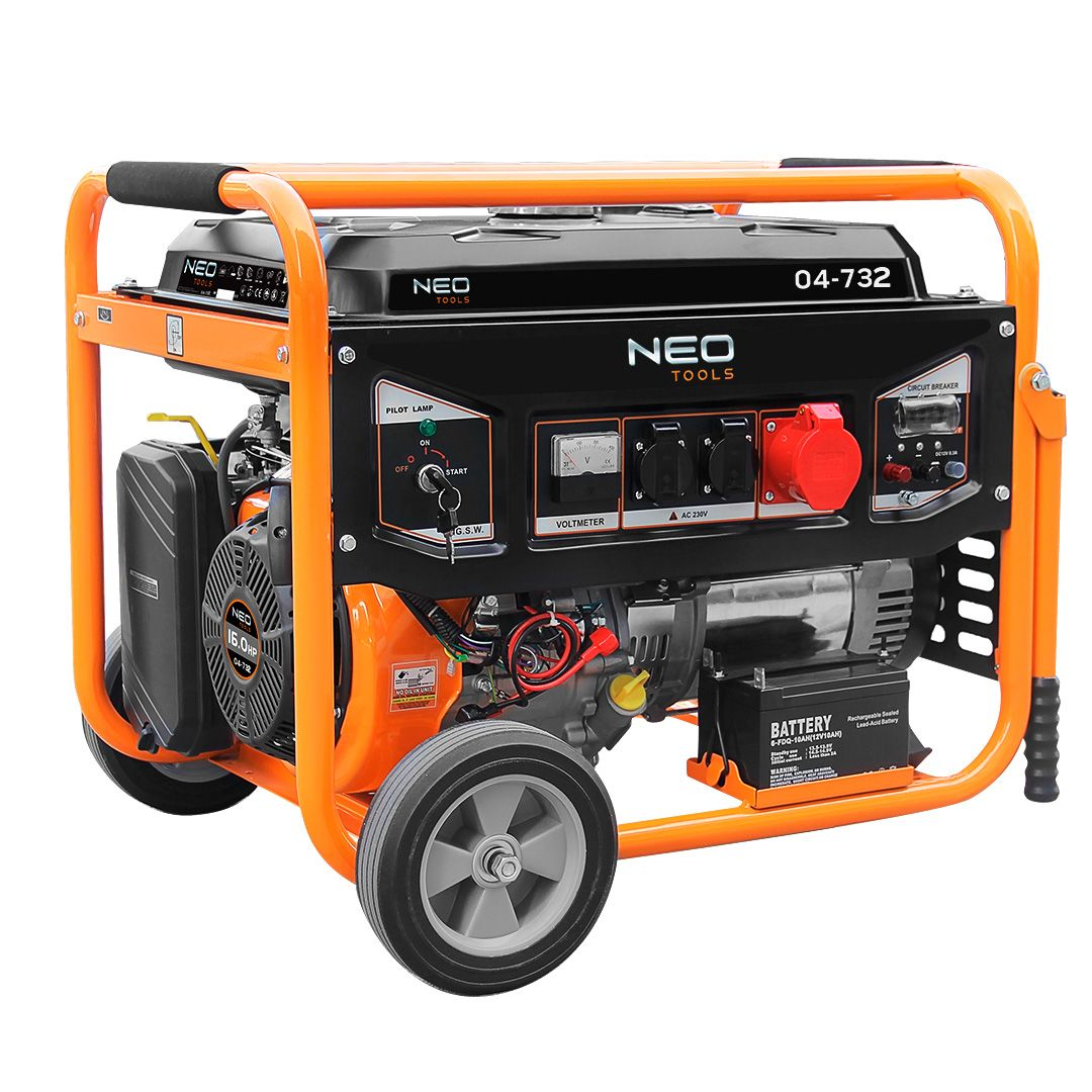 Генератор бензиновий Neo Tools 230/400В, 1/3 фази 7.0/7.5кВт, електростартер, IP23M, 90кг (04-732)