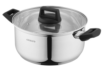 Каструля зі скляною кришкою Ardesto Gemini Piemonte, 5.1л, нержавіюча сталь, бакеліт (AR3551G)