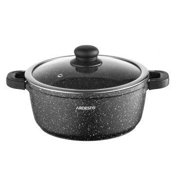 Каструля зі скляною кришкою ARDESTO Gemini Anzio, 3.1л, алюміній, чорний (AR2430GE)