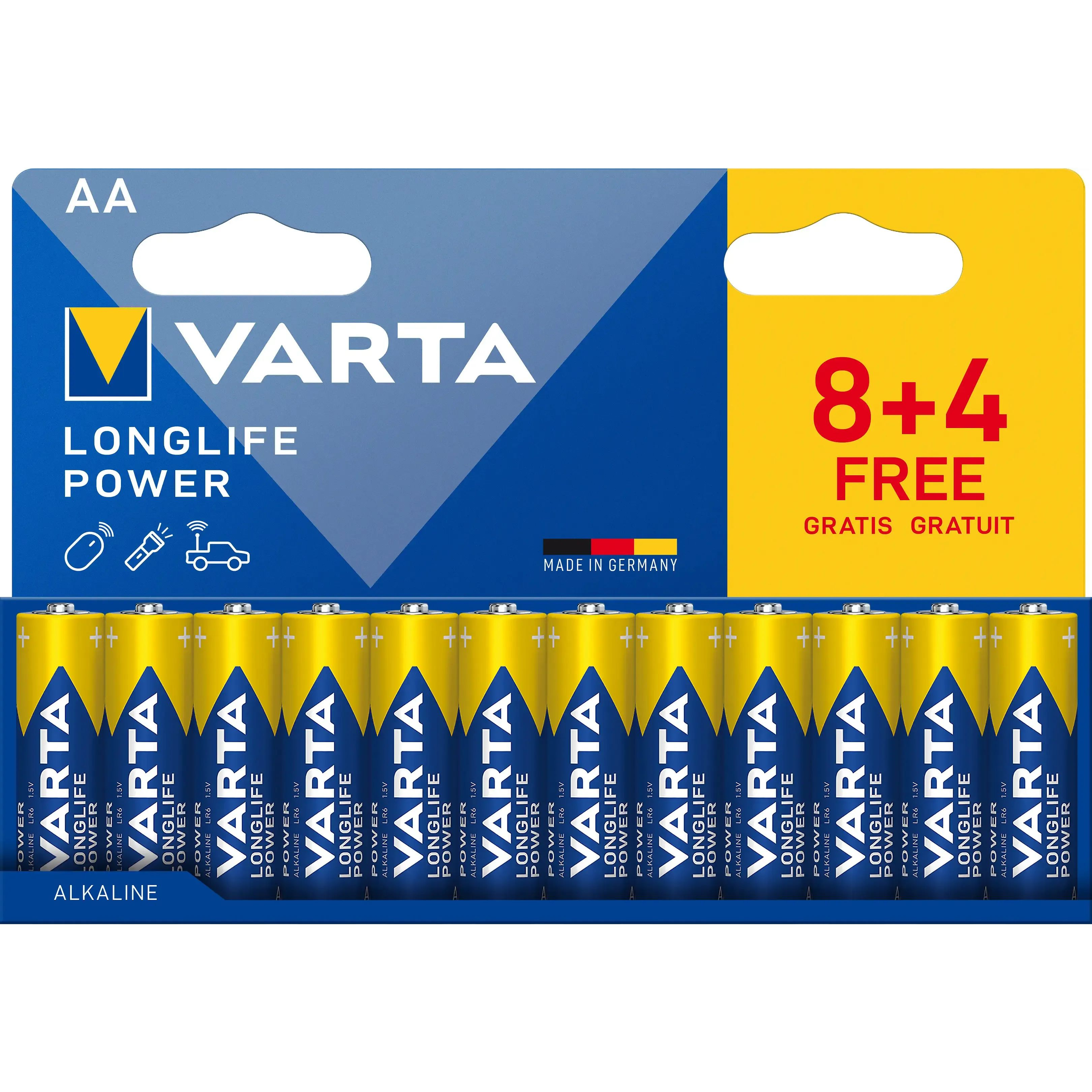 Батарейка Varta Longlife Power лужна AA блістер, 12 шт (04906121772)