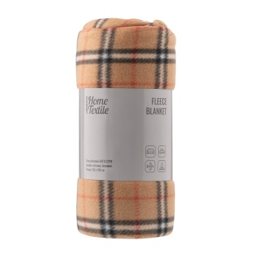 Плед ARDESTO Fleece 130x160см, 100% поліестер, клітинка, бежевий (ART0722PB)