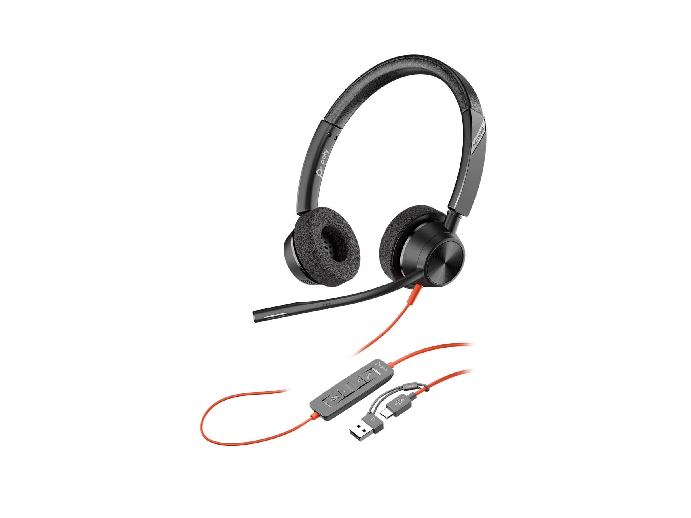 Гарнітура комп'ютерна стерео On-ear Poly Blackwire 3320, USB-A, USB-C, всеспрямований, чорний (8X219AA)