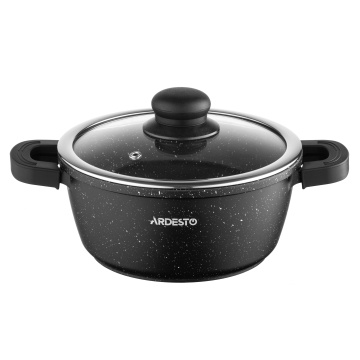 Каструля зі скляною кришкою ARDESTO Gemini Anzio, 1.8л, алюміній, чорний (AR2418GE)