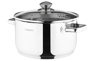Каструля зі скляною кришкою та зливом Ardesto Gemini Lecco, 4.7л, нержавіюча сталь (AR2847CS)