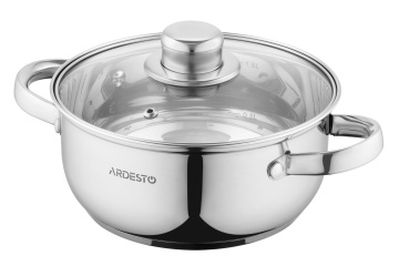 Каструля зі скляною кришкою ARDESTO Gemini Gourmet Aosta, 1.8л, нержавіюча сталь (AR1918BC)