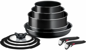 Набір посуду Tefal Ingenio Easy Cook & Clean, 10предметів, алюміній, нержавіюча сталь, бакеліт, чорний (L1539053)