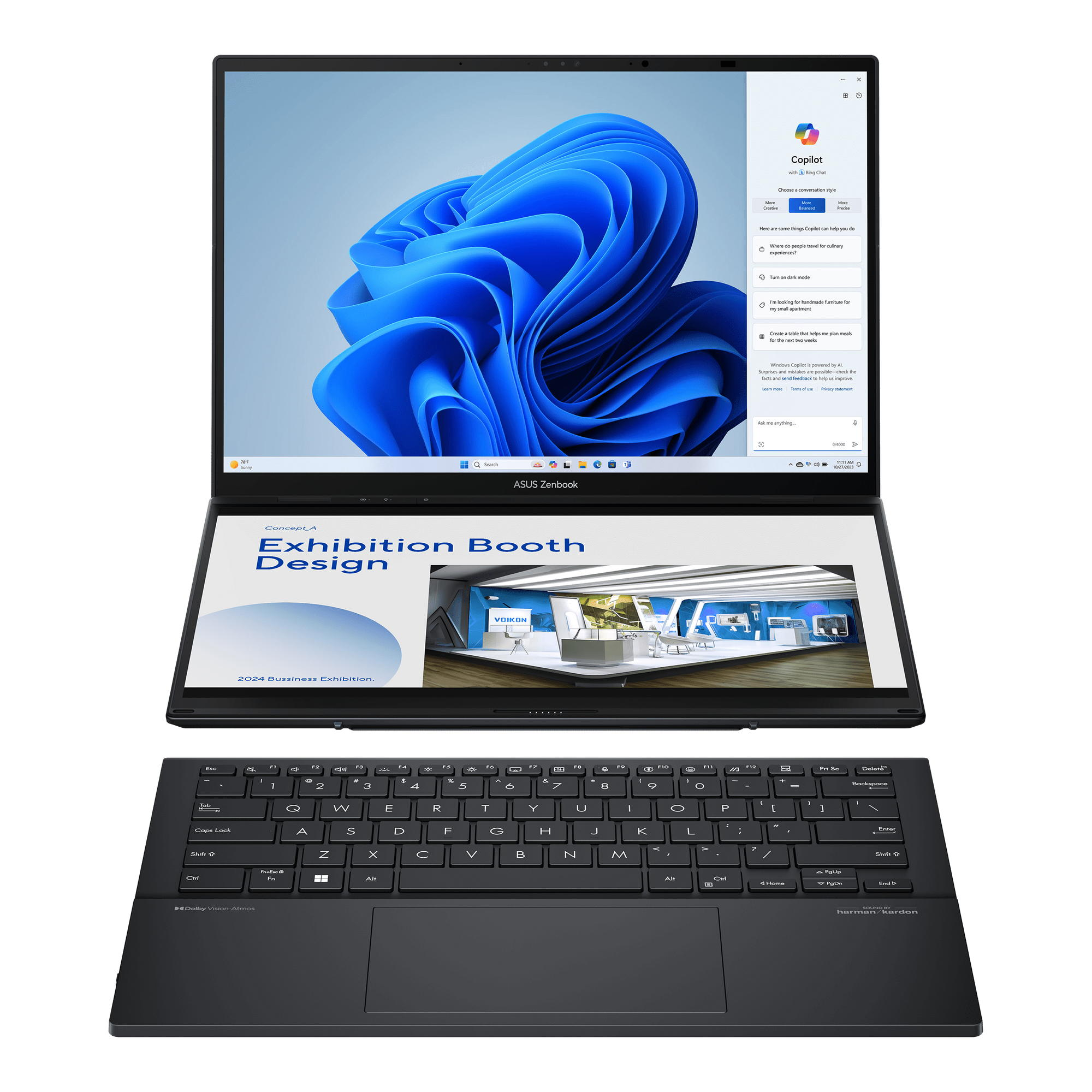 Ноутбук ASUS Zenbook DUO UX8406CA-QL366W 14" FHD OLED, Intel Ultra 7 255H, 32GB, F1TB, UMA, Win11, Сірий (90NB14X1-M00N20)