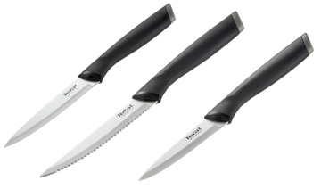 Набір ножів Tefal Essential, 3шт, нержавіюча сталь, пластик, чорний (K2219455)