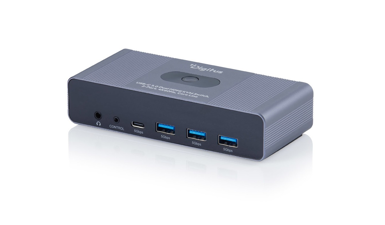 Комутатор DIGITUS Desktop KVM, 2x2 HDMI, 3xUSB 3.0, 1xUSB-C, 4K, Core Line (DS-12856)