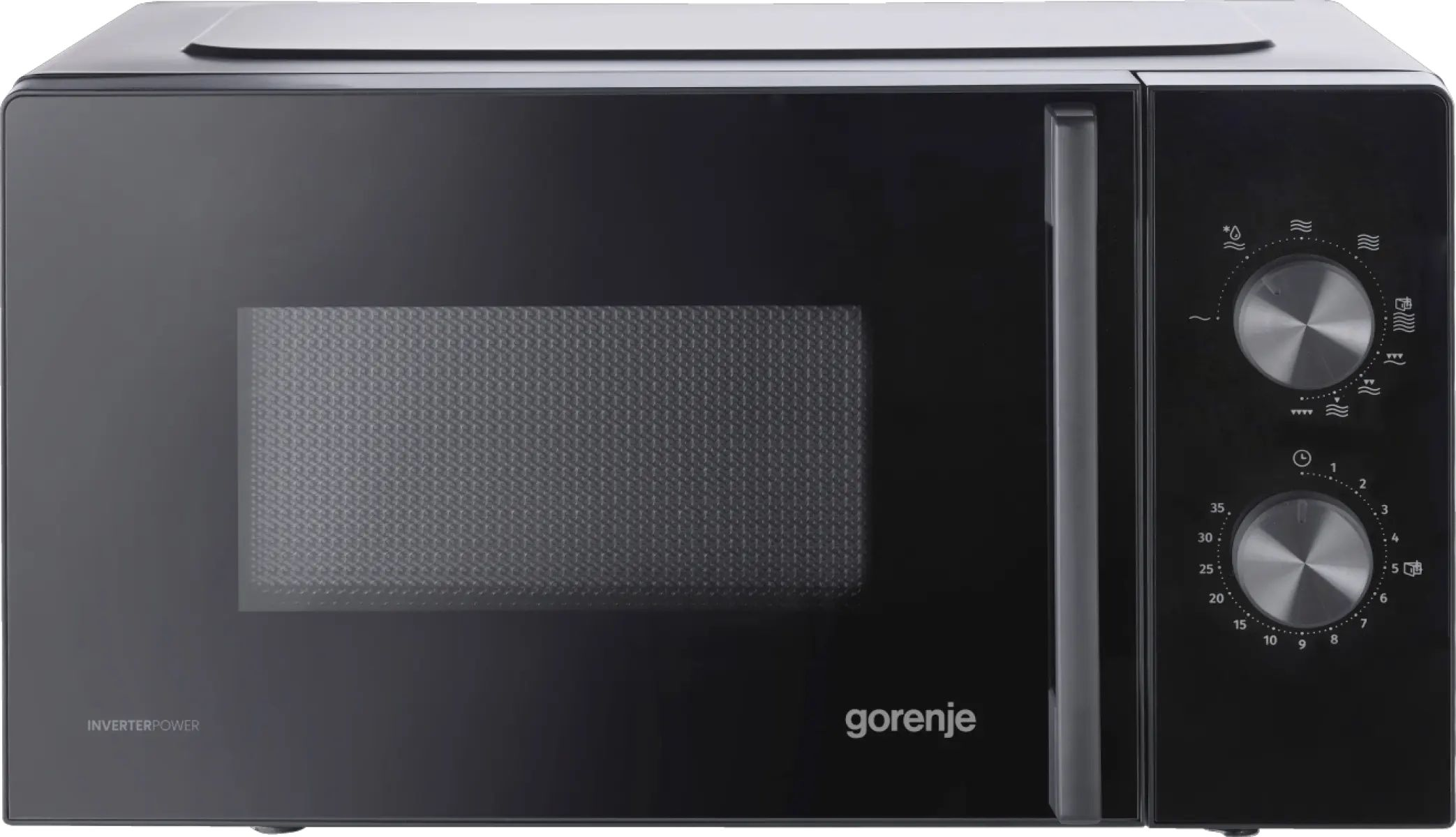 Мікрохвильова піч Gorenje, 20л, мех. керув., 700Вт, гриль, інвертор, чорний (MO20E2B5)