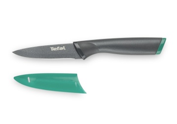 Кухонний ніж для чищення овочів Tefal Fresh Kitchen, з чохлом 9см, нержавіюча сталь, чорно-зелений (K1220604)