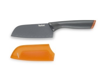 Кухонний ніж Сантоку Tefal Fresh Kitchen, 12см, з чохлом, нержавіюча сталь, пластик, сірий (K1220104)