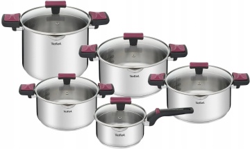 Набір посуду Tefal Cook&Clip, 10предметів, нержавіюча сталь,бакеліт, скло (G723SA74)