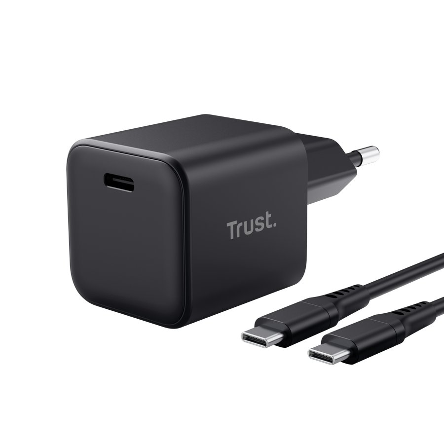 Зарядний пристрій мережевий Trust Maxo 65Вт, GaN, USB-C, PD/PPS, чорний (26046_TRUST)