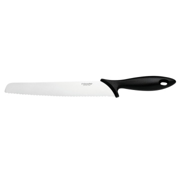 Кухонний ніж для хліба Fiskars Essential, 23.4см, нержавіюча сталь, пластик, чорний (1023774)