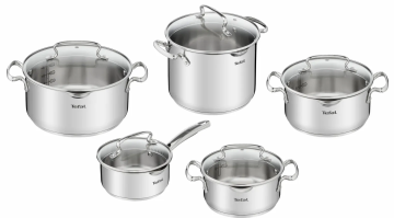 Набір посуду Tefal Duetto Plus, 10предметів, нержавіюча сталь, скло (G719SA55)
