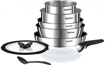 Набір посуду Tefal Ingenio Emotion, змінна ручка, 10предметів, нержавіюча сталь, бакеліт, пластие, силікон, скло (L925SA14)