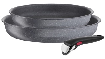Набір посуду Tefal Ingenio Mineralia Force, змінна ручка, 3предмети, алюміній, бакеліт, сірий (L3969102)