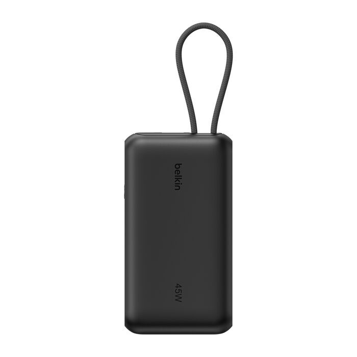 Акумулятор портативний літій-іонний Power Bank Belkin 10000мА·год, 45Вт, з інтегрованим кабелем USB-C, чорний (BPB029HQBK)