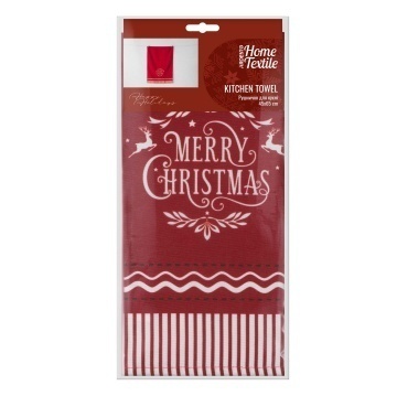 Рушничок для кухні Ardesto Christmas Happy Holidays 45х65см, 90% поліестер, 10% бавовна, червоний (ART4565HR)