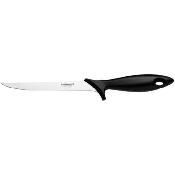 Кухонний ніж філейний Fiskars Essential, з гнучким лезом, 17.6см, нержавіюча сталь, пластик, чорний (1065567)