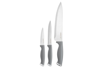 Набір ножів ARDESTO Gemini Gourmet, 3 предмети, нержавіюча сталь, пластик, сірий (AR2103GR)