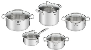 Набір посуду Tefal Duetto Plus, 10предметів, нержавіюча сталь, скло (G719SA74)