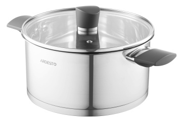 Каструля зі скляною кришкою ARDESTO Gemini Trento, 3.9л, нержавіюча сталь, бакеліт (AR3639G)