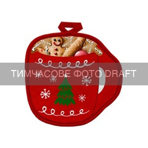 Прихватка ARDESTO Christmas Red Mug 20х20см, 100% поліестер (верх), 100% бавовна (низ), червоний (ART04RM)