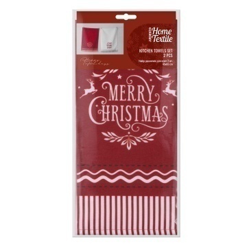 Набір рушничків для кухні Ardesto Christmas Happy Holidays 45х65см, 2шт, 90% поліестер, 10% бавовна, червоний, білий (ART4565HWS)