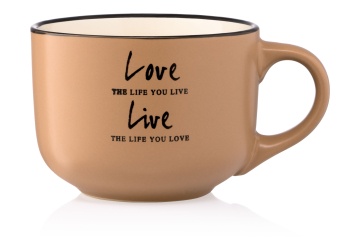Чашка Ardesto Way of life, 550мл, кераміка, коричневий світлий (AR3478OL)