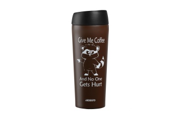 Термочашка ARDESTO Coffee time Raccoon, 450мл, нержавіюча сталь, коричневий (AR2645DML)