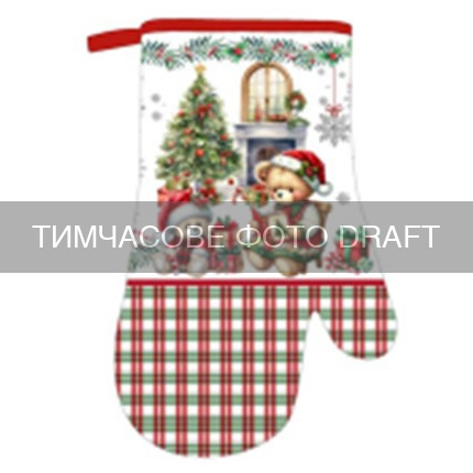 Рукавичка ARDESTO Christmas Bears 18х30см, 100% поліестер (верх), 100% бавовна (низ), зелений (ART05BR)