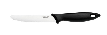 Кухонний ніж для томатів Fiskars Essential, 11.5см, нержавіюча сталь, пластик, чорний (1065569)