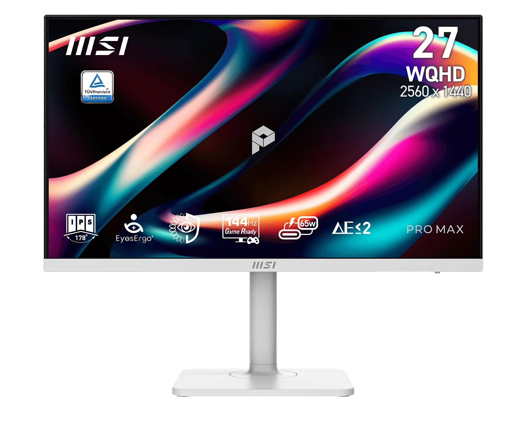 Монітор MSI 27" PRO MAX 271QPHW E14, 2xHDMI, DP, USB-C, 2xUSB, MM, IPS, 2560x1440, 144Hz, 1ms, sRGB 121%, FreeSync, Pivot, білий (9S6-3PF54H-008)