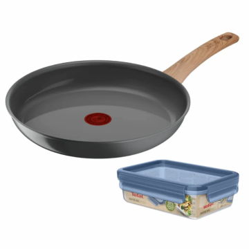 Сковорода Tefal Renew+контейнер Tefal Master Seal Eco,26см, 0.8л, алюміній, бакеліт, скло, сірий, прозорий (C4250543)