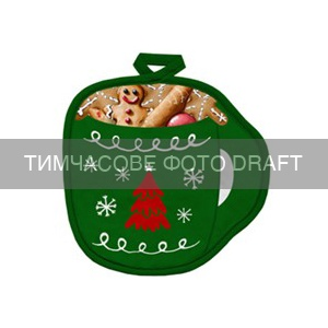 Прихватка ARDESTO Christmas Green Mug 20х20см, 100% поліестер (верх), 100% бавовна (низ), зелений (ART04GM)