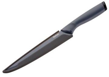 Кухонний ніж кухарський Tefal Fresh Kitchen, з чохлом, 20см, нержавіюча сталь, пластик, чорний (K1221205)
