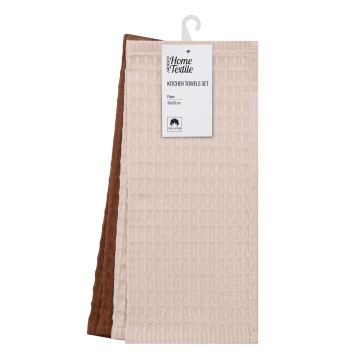Набір рушників для кухні ARDESTO Pique 30x30см, 4шт, 100% бавовна, молочний, коричневий (ART3535VG)