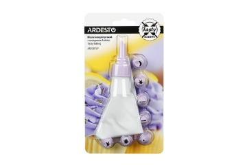 Мішок кондитерський з насадками ARDESTO Tasty baking, 26.8x13.4см, пластик, ліловий (AR2307LP)