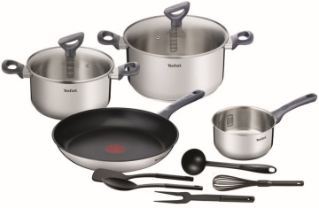 Набір посуду Tefal Daily Cook, 11предметів, нержавіюча сталь, бакеліт, скло (G713SB45)