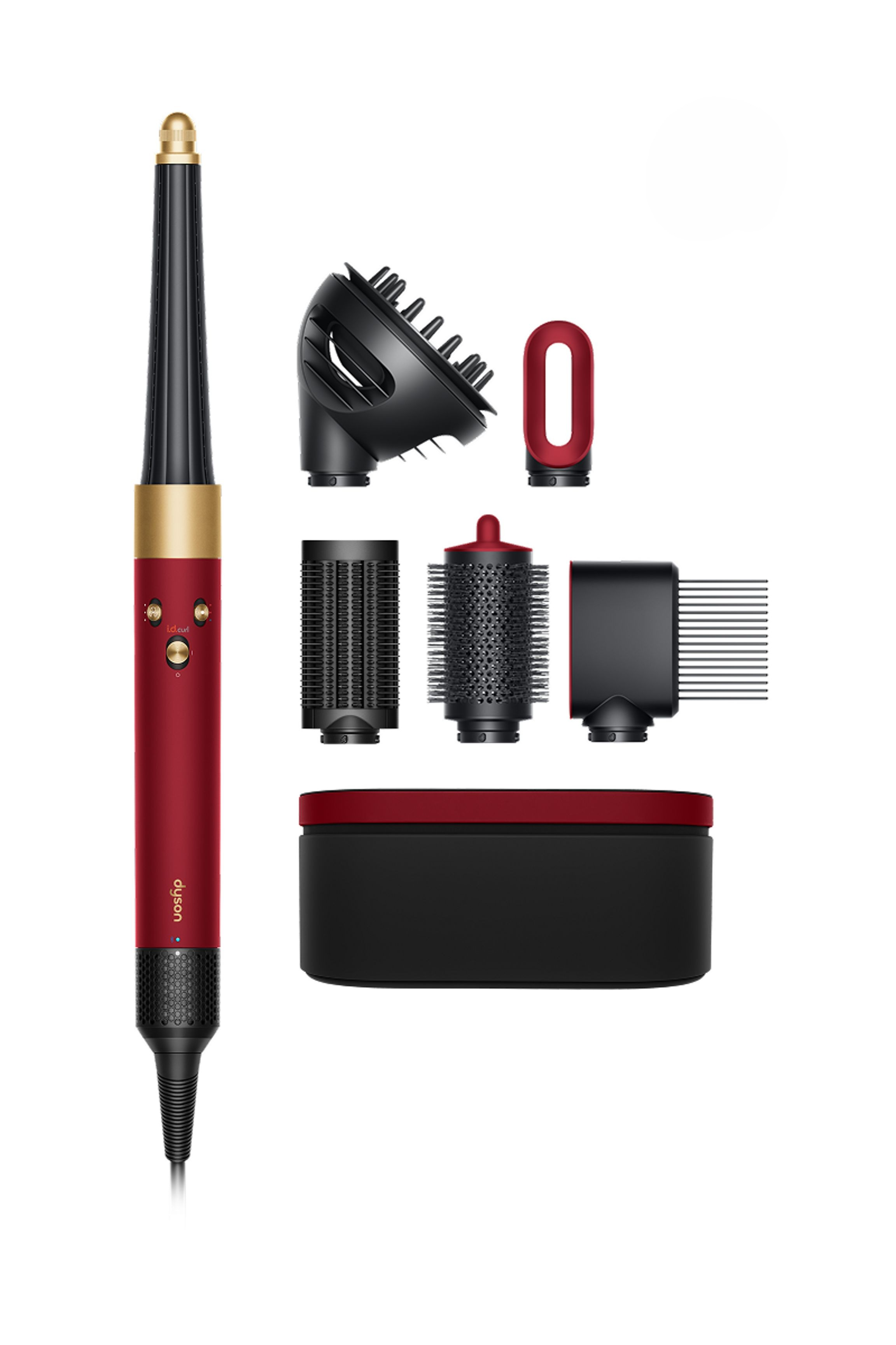 Стайлер Dyson Airwrap I.D. HS08 T3/T4 Curly+Coily Red Velvet/Gold, 1300Вт, темп.режимів-3, насадок-6, кейс, кераміка, червоний (596928-01)