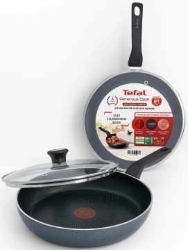 Сковорода з кришкою Tefal Generous Cook, 24см, алюміній, бакеліт, скло, чорний (C2770453_SET)