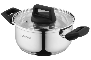 Каструля зі скляною кришкою ARDESTO Gemini Piemonte, 2л, нержавіюча сталь, бакеліт (AR3520G)